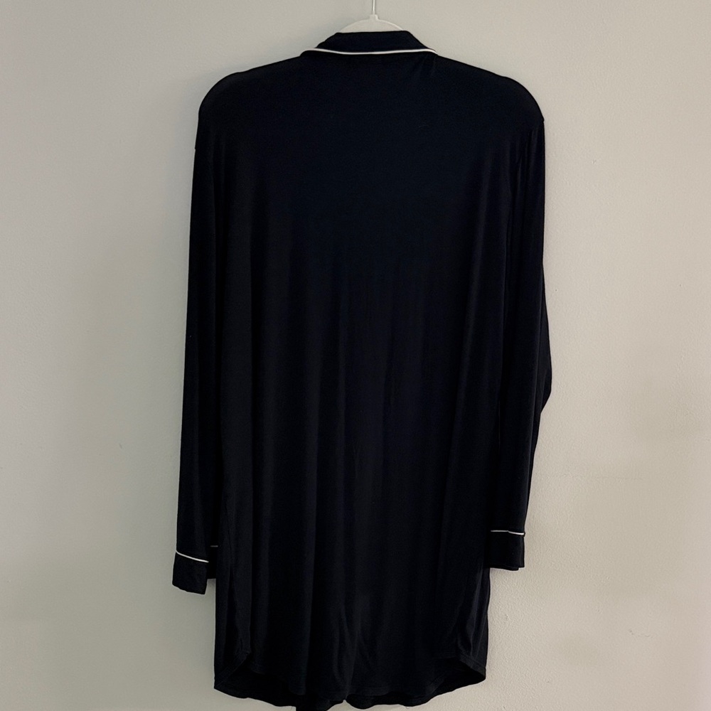 Eberjey Gisele Women's Medium Black Button Down long Sleeve Pijama Sleepshirt - Picture 4 of 13